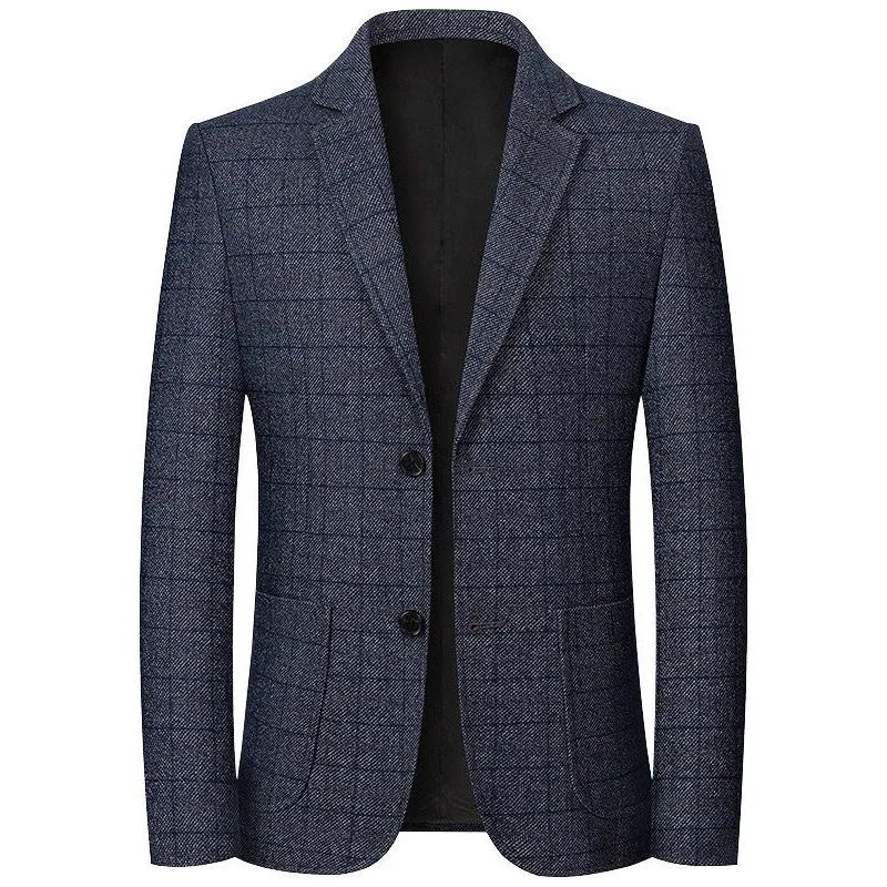 Men's Plaid  Turn Down Collar Blazer