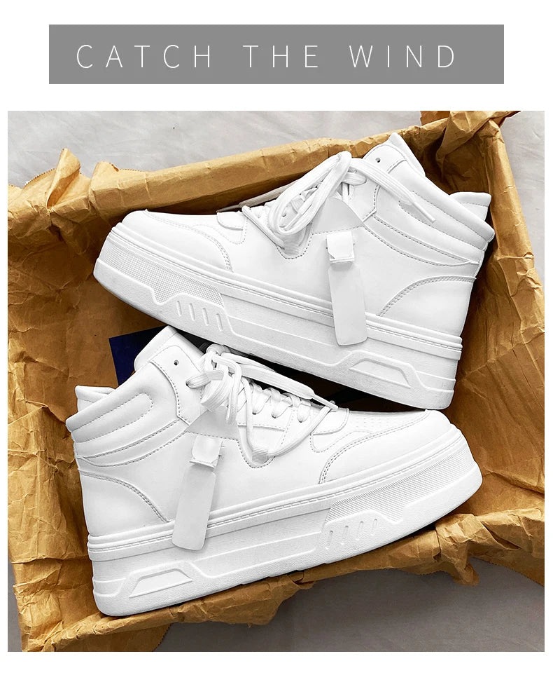 High-Top Platform Sneakers - Men's Thick-Sole Running Shoes