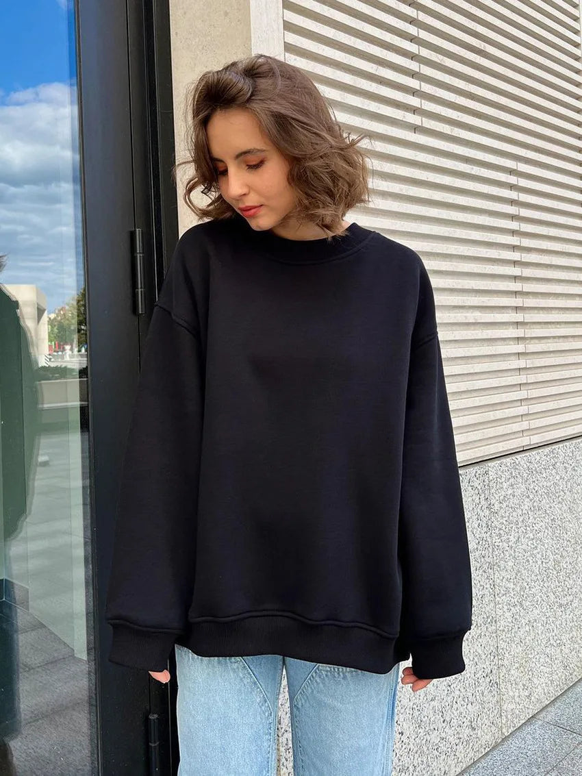 Women's Oversized Loose Pullover Fleece Sweatshirt