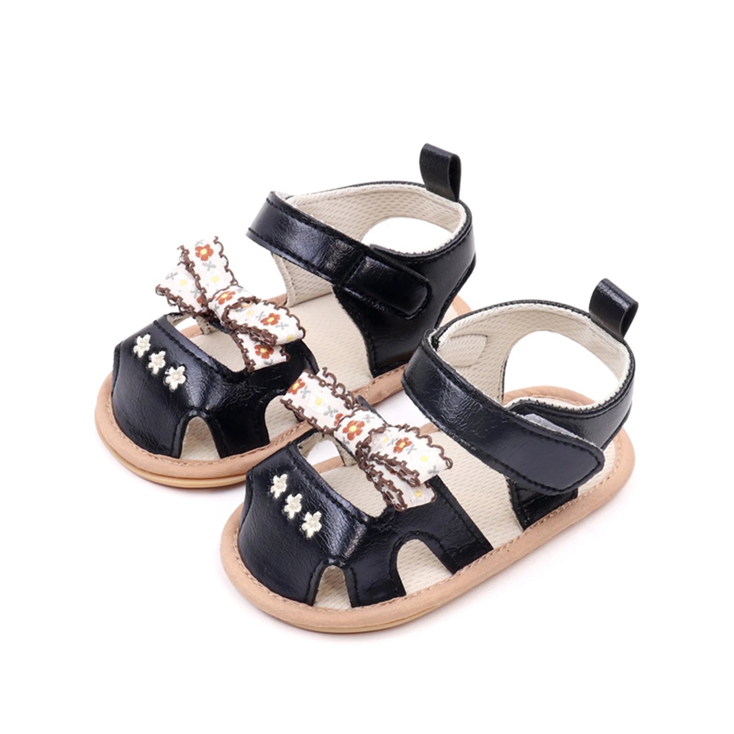 0-18M  Baby Girls Bows Sandals Shoes Floral Embroidered Hollowed out Summer Soft Sole Flats Walking Shoes
