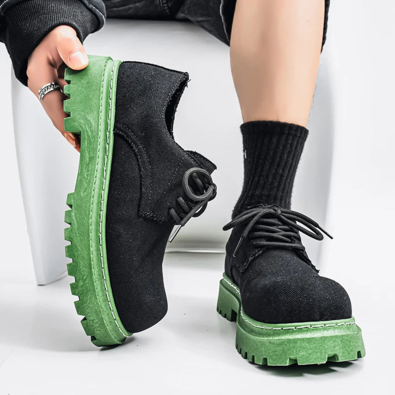 Men's Platform Denim Lace-up  Derby Shoes