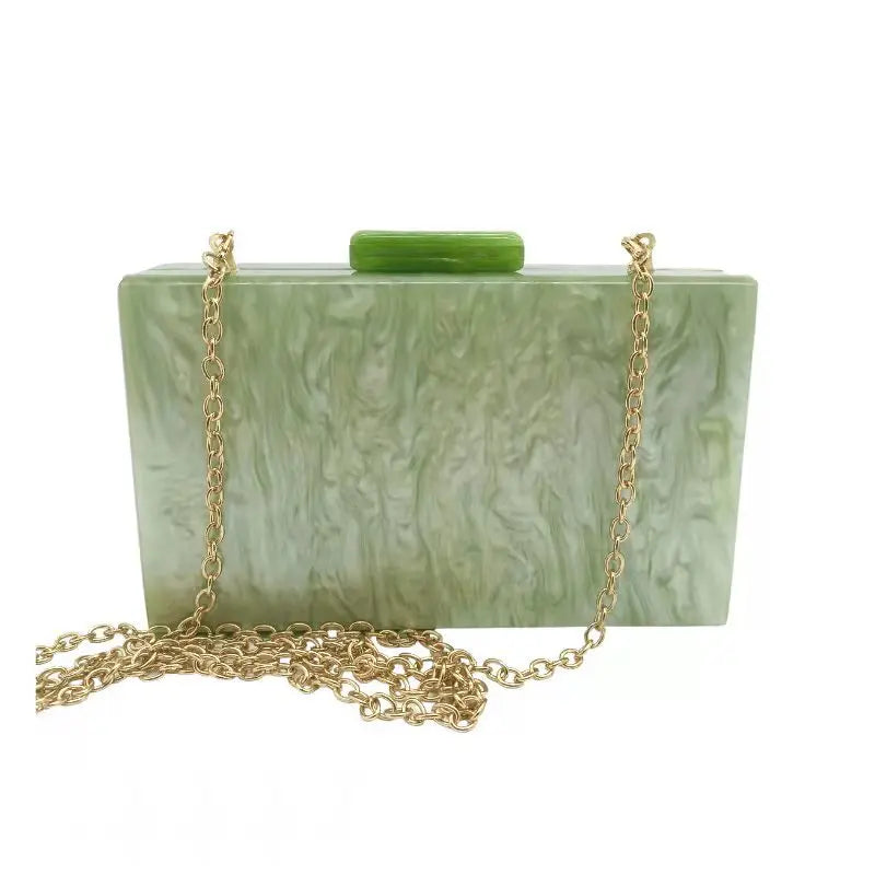 Women's Green Acrylic Crossbody Bag - Luxury Designer Clutch Shoulder Bag
