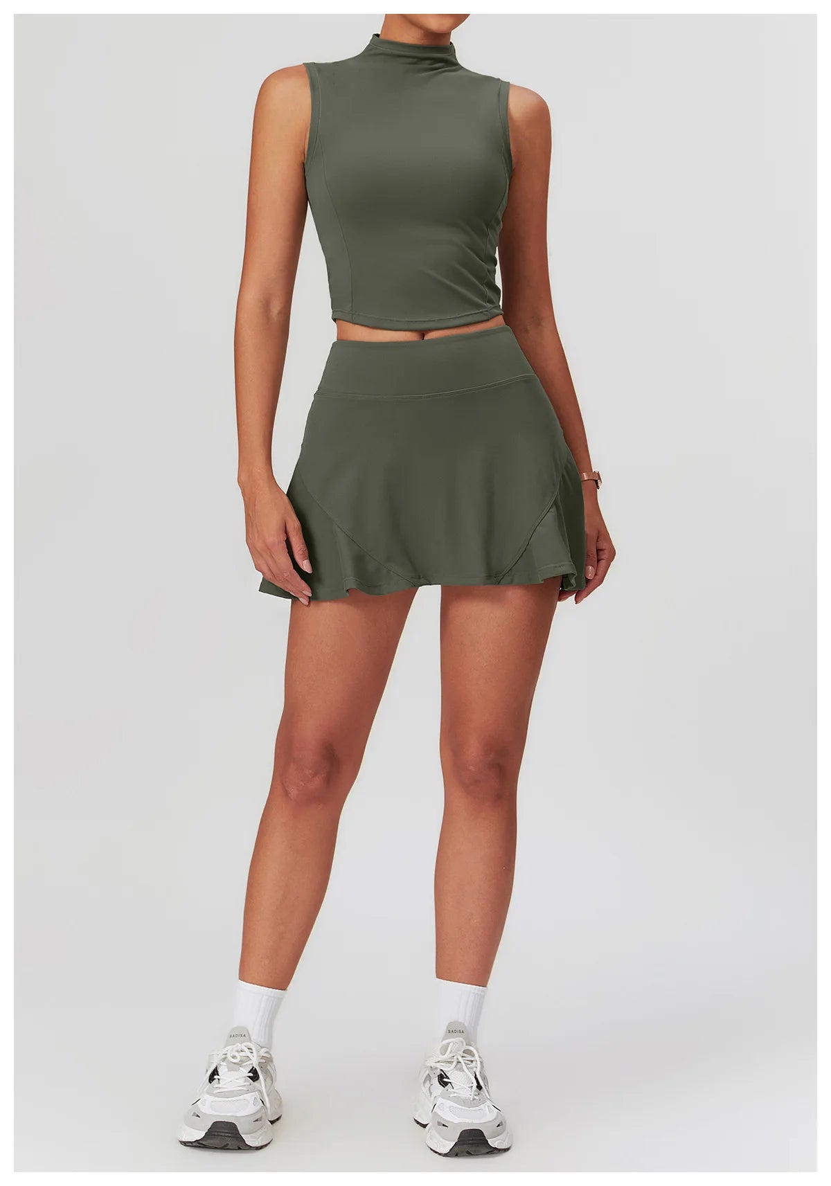 High Waist Sports Skirt - Quick Dry Yoga Skirt with Lined Shorts