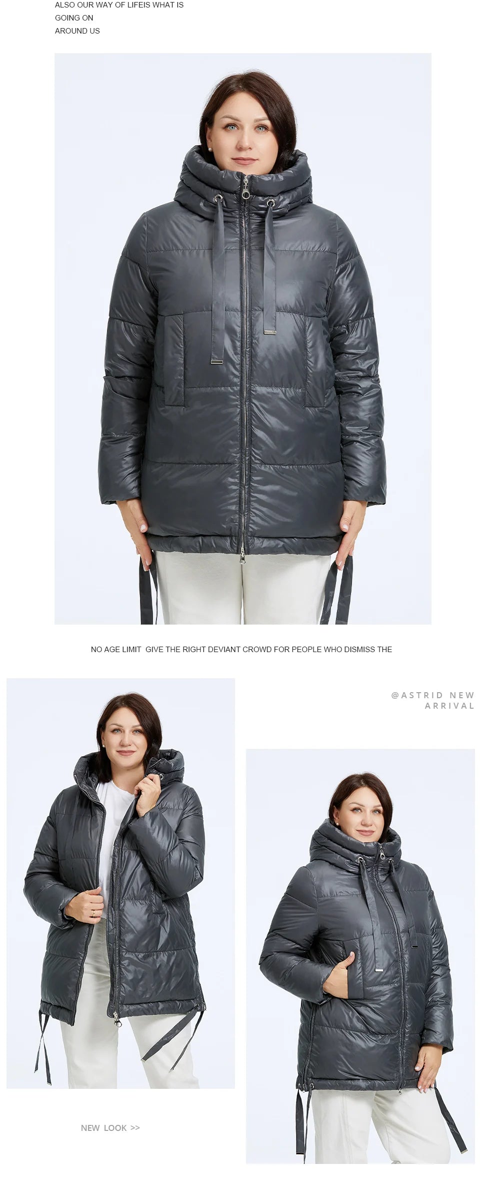 Women's Quilted Winter Parka - Plus Size Hooded Down Jacket