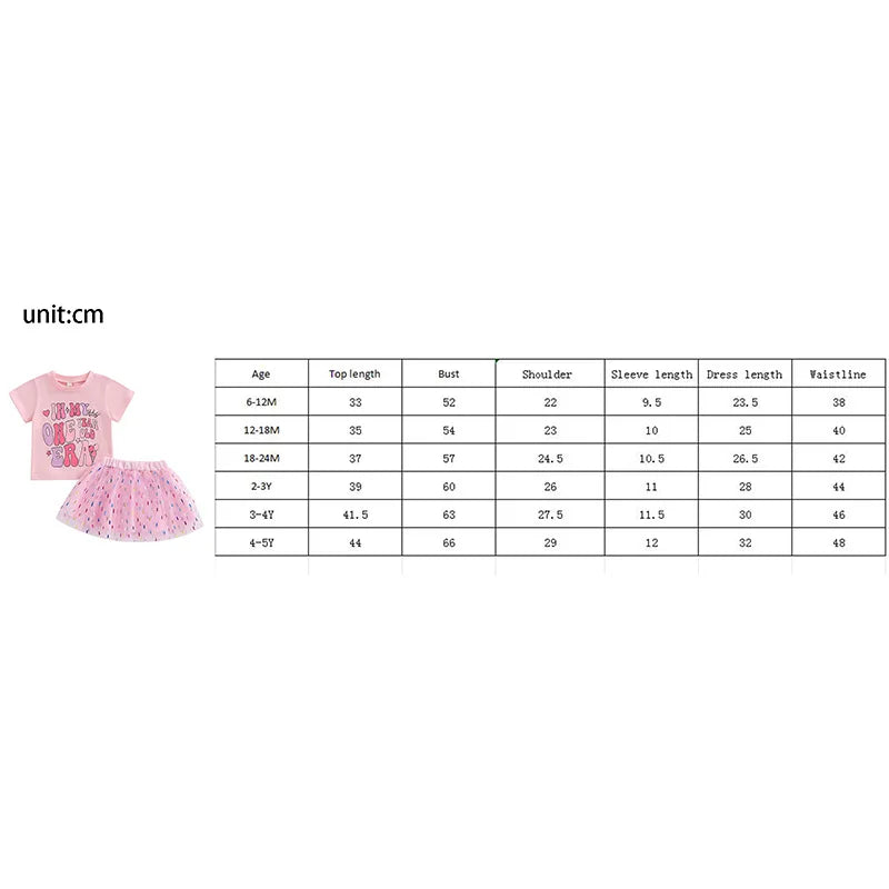 Baby Girls Birthday Clothes Sets 0-18M Short Sleeve Crown Letter Print Tops + Lace Tutu Skirt