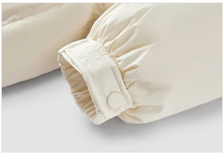 Mid-Length Loose Fit Hooded Down Jacket - Women's Textured Winter Coat