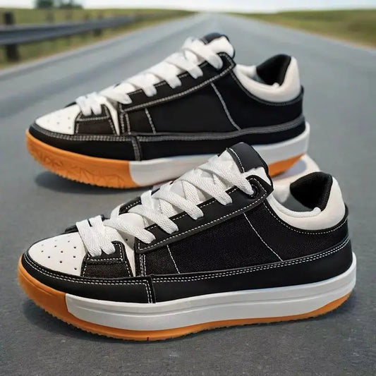 Men's Canvas Platform Sneakers - Vulcanized Skateboard Shoes
