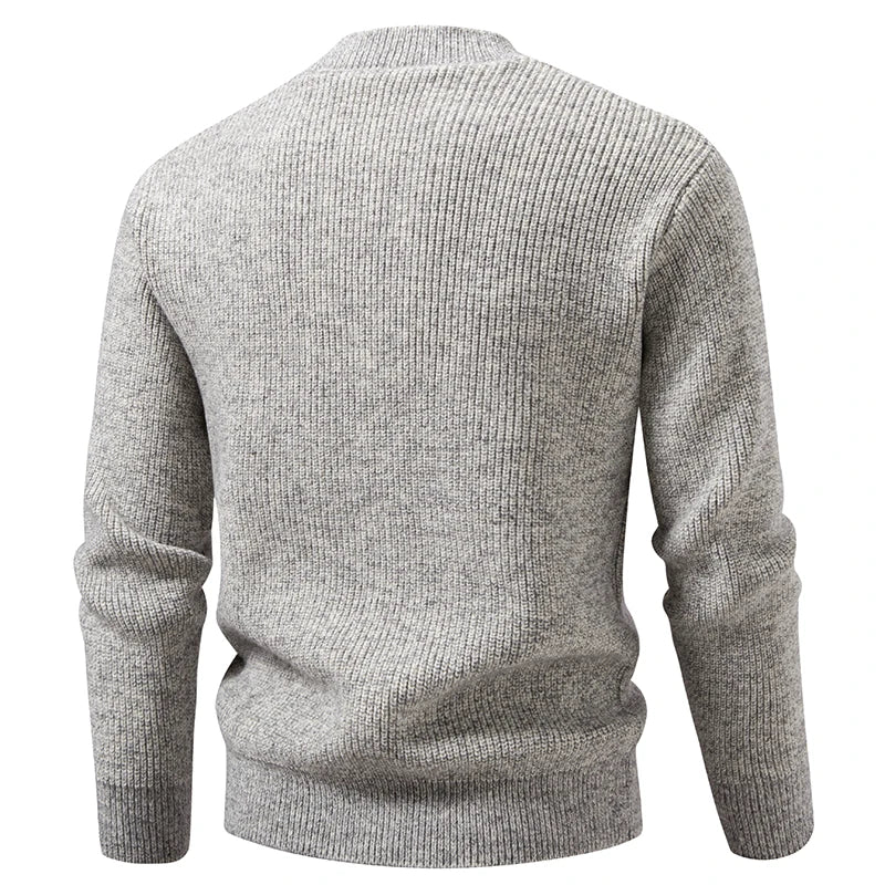 Men's Button Stand Collar Knitted Sweater