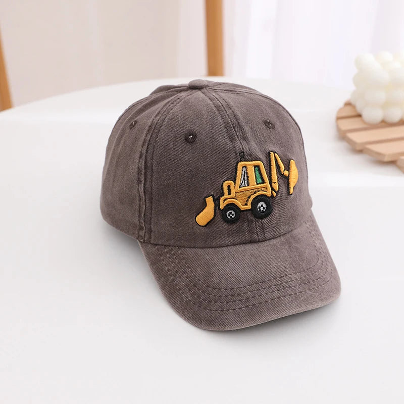 Children's Toddler Excavator Embroidery Adjustable Kids Baseball Hat