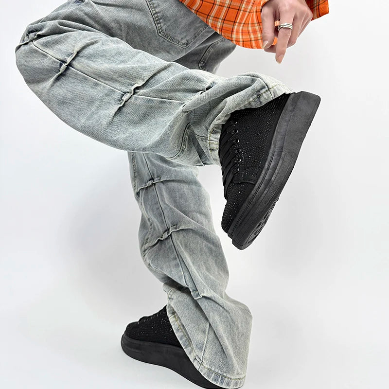 Men's Platform Sneakers - Personalized Design Skateboard Sports Shoes