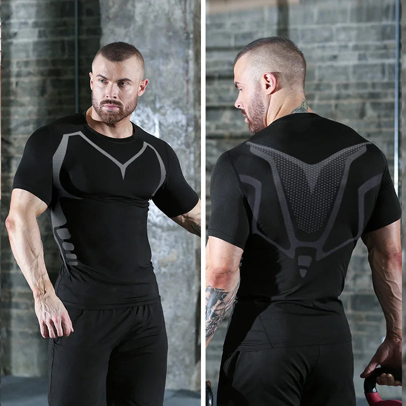 Men's Running Compression Quick Dry  Fitness Tight Sportswear Gym Sport Short Sleeve Shirt