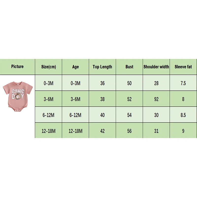 0-18M Baby Girls Boys Baseball Romper Letter Print Short Sleeve Bodysuit  Summer Babygrow