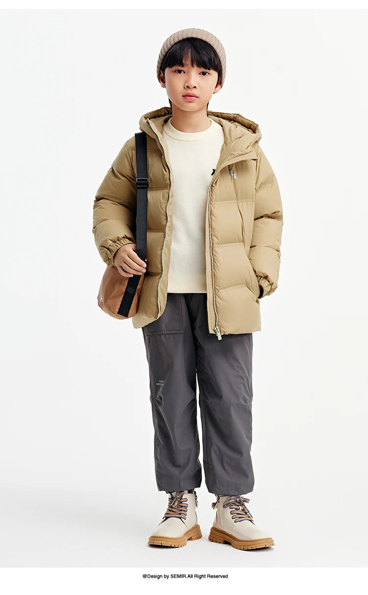 Children's Three-Proof Down Jacket - Hooded Winter Coat with Print