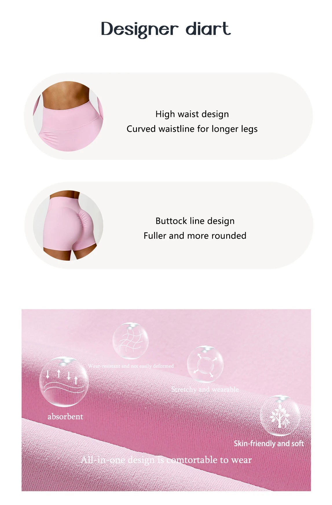 Women's Buttock Lift Scrunch Yoga Gym Leggings Cycling Slim Fit Workout  High Waist Sports Shorts