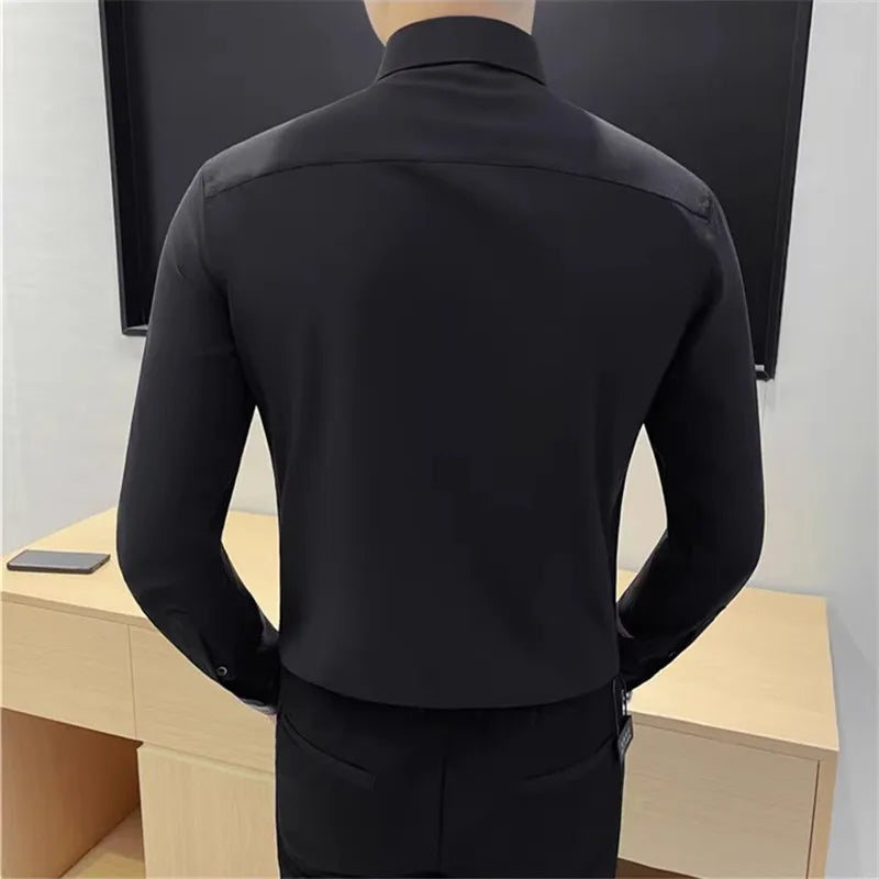 Men's Long Sleeve Pleated Fold Tuxedo Shirt