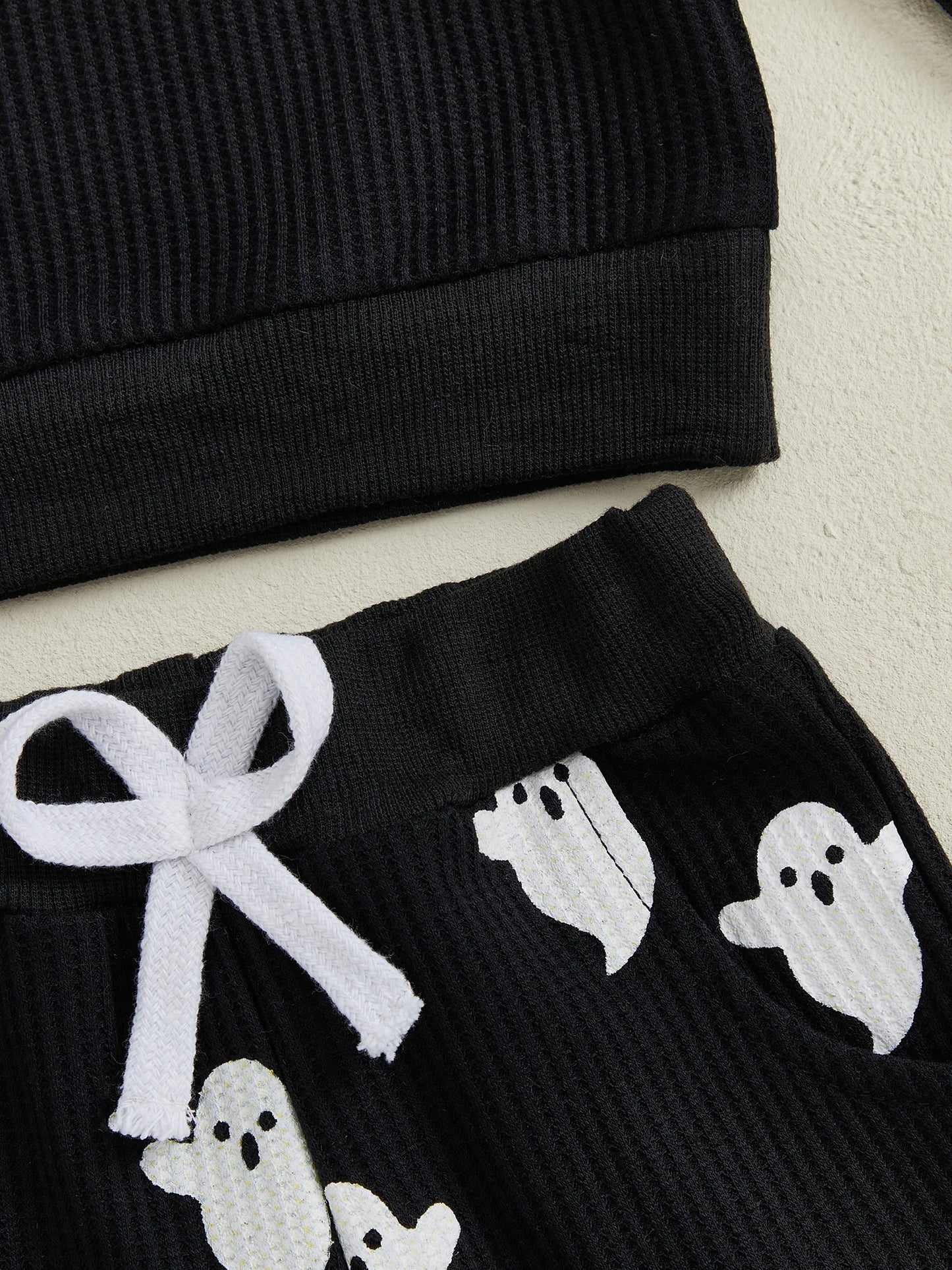 Toddler Boy's Halloween Outfit Set - Ghost Print Sweatshirt & Elastic Pants