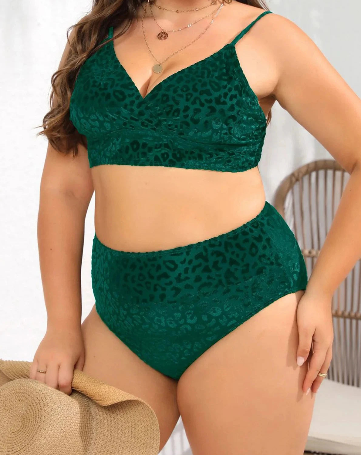 Leopard Print Bikini Set - High Waist Two Piece Swimsuit