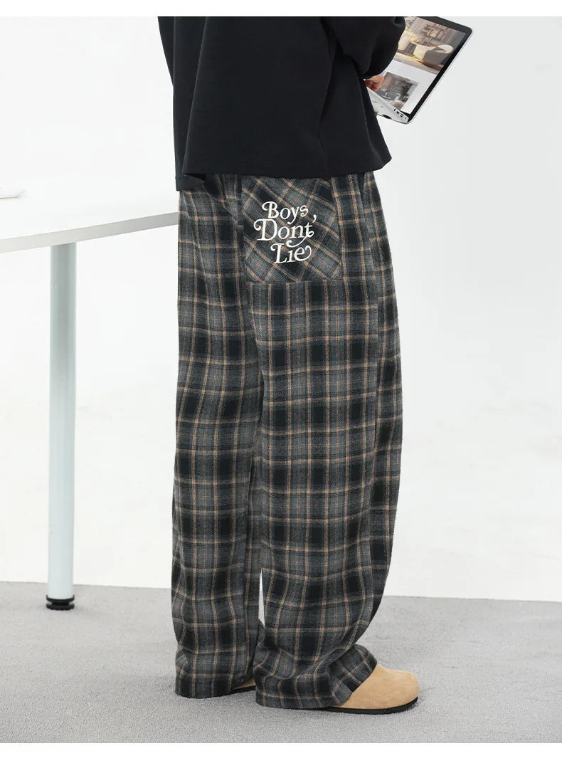 Men's Plaid Casual Trousers - Loose Straight Fit