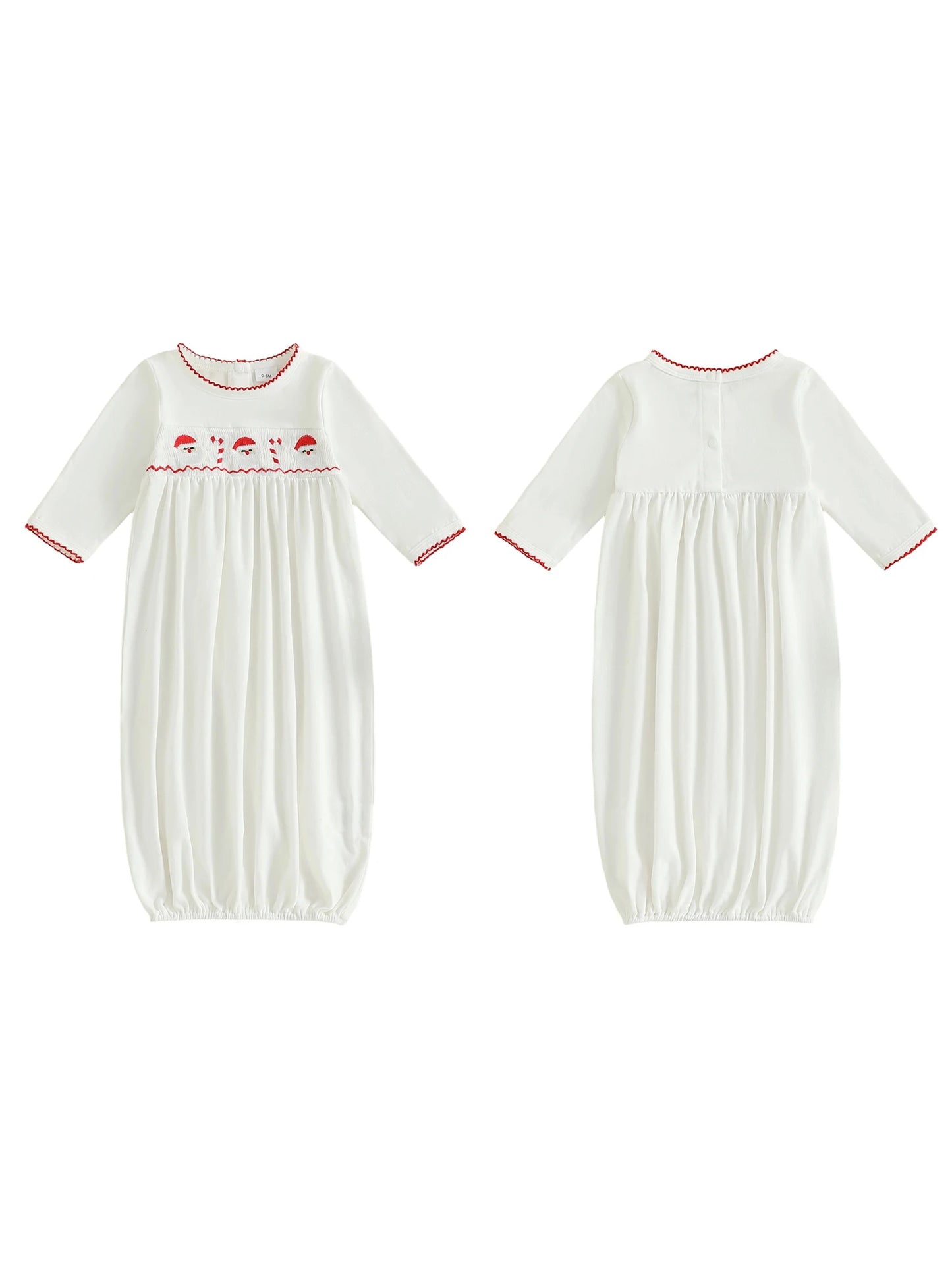 Newborn Baby Christmas Romper - Embroidery Long Sleeve Autumn Winter Set (0-3M)