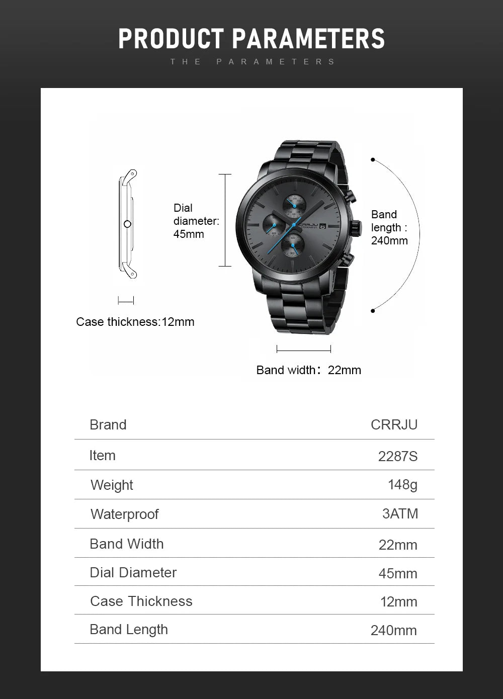 Stainless Steel Chronograph Watch - Luxury Waterproof Business Watch