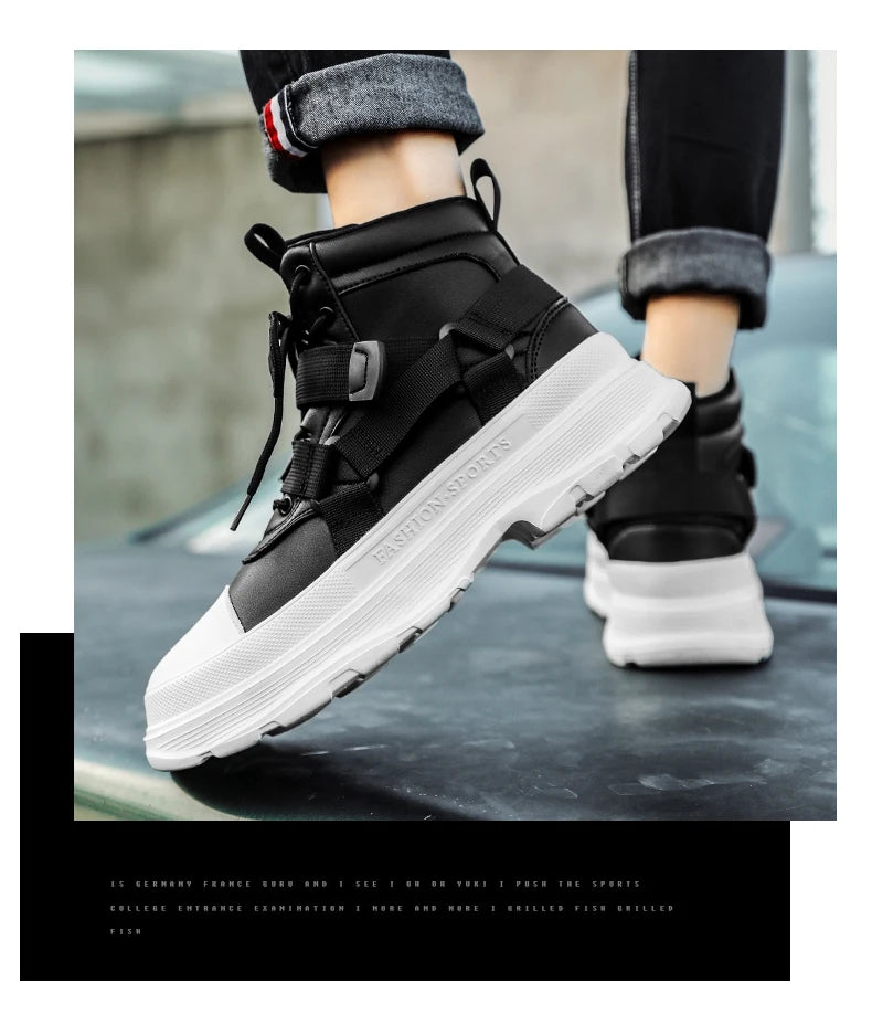 Men's High-Top Platform Sneakers - Casual Ankle Boots