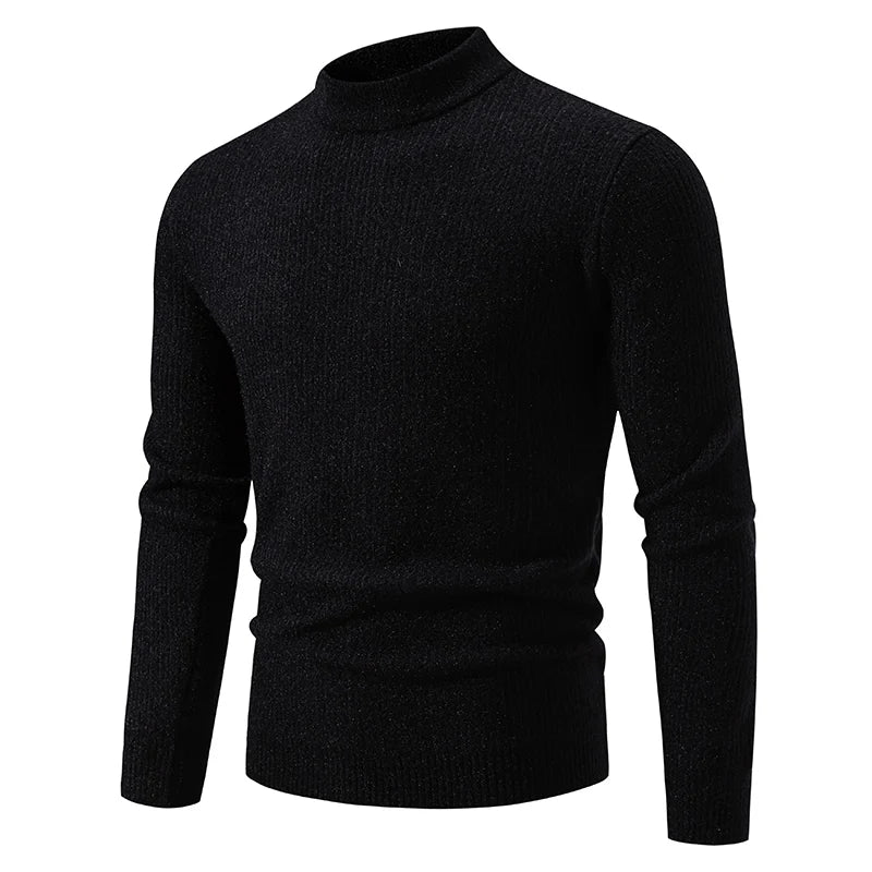 Men's Mock Neck Knit Pullover - Autumn Winter Warm Sweater