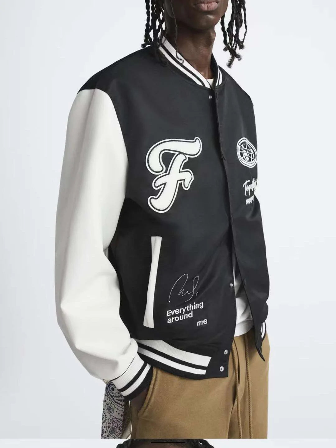 Men's Bomber Jacket - Embroidered Patchwork Baseball Style