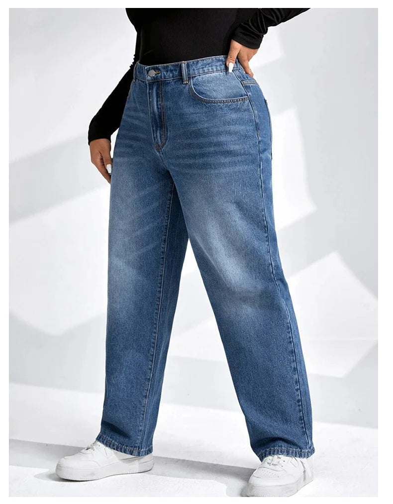 Women's Plus Size Tapered Full Length Harem High Denim Jeans