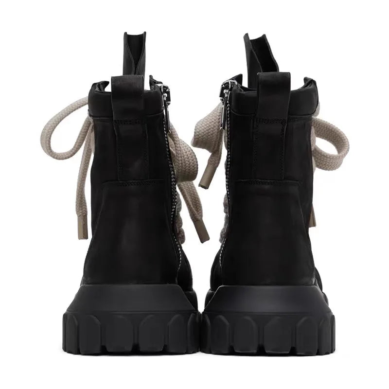 Men's Leather Platform Ankle Boots - Retro Skateboard Street Sneakers