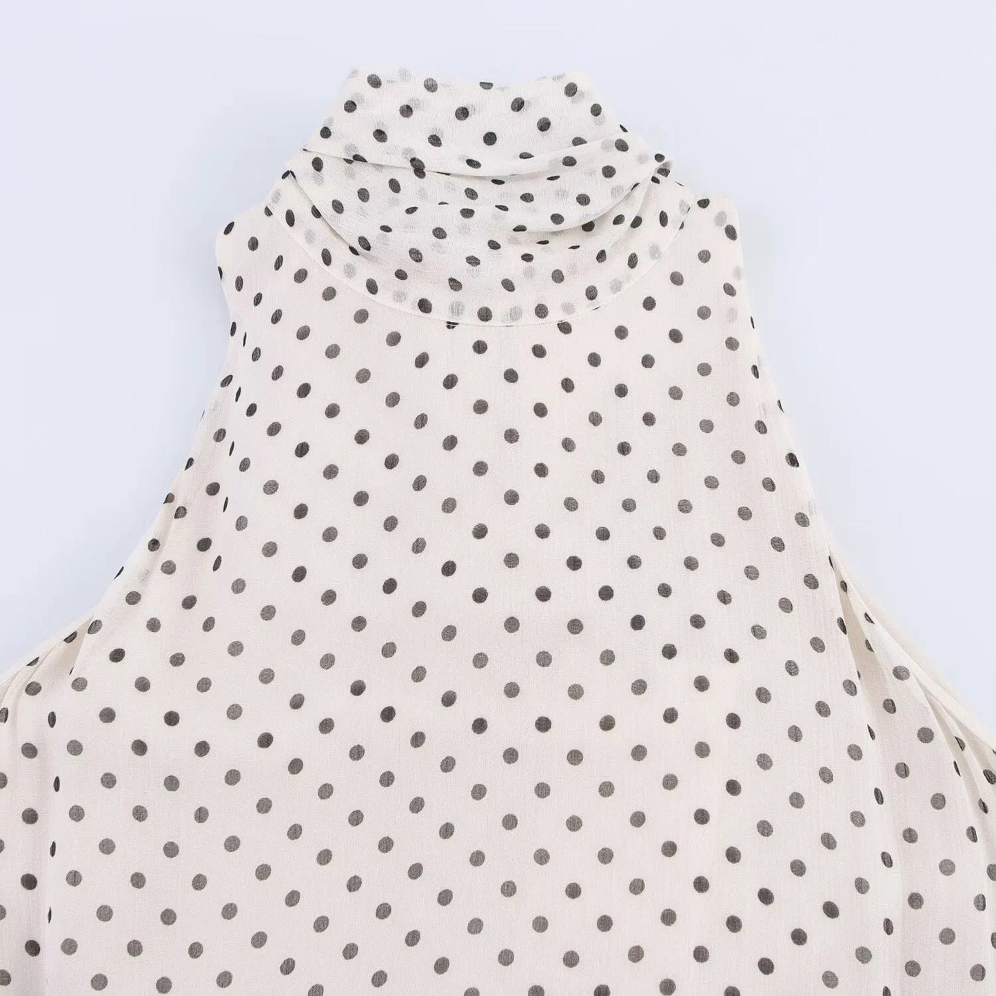 Women's White Polka Dot Halter Neck Bow Dress - Beach Vacation Long Sleeveless