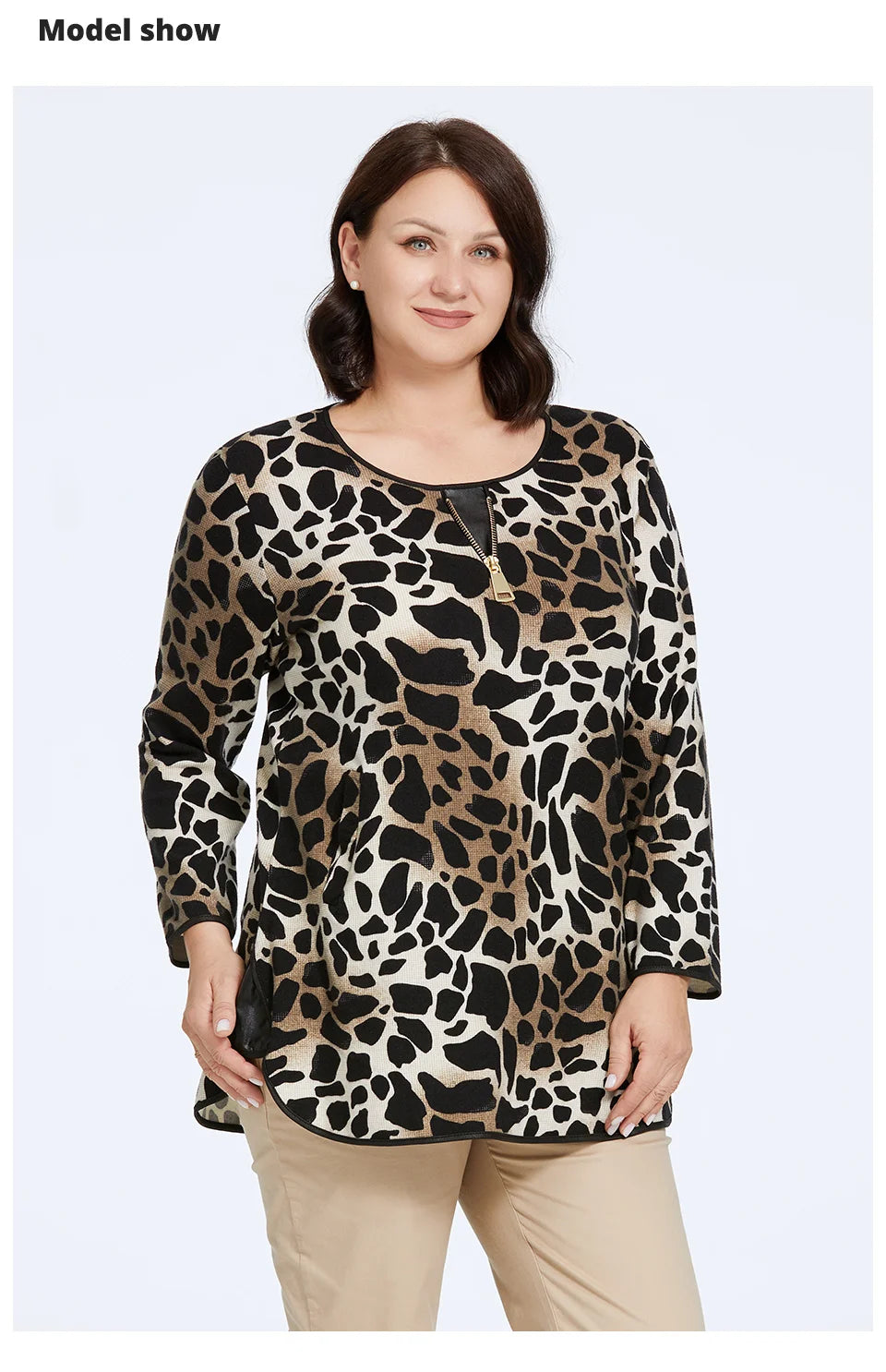 Women's Oversized Graffiti Print Fleece Top with Silver Trim