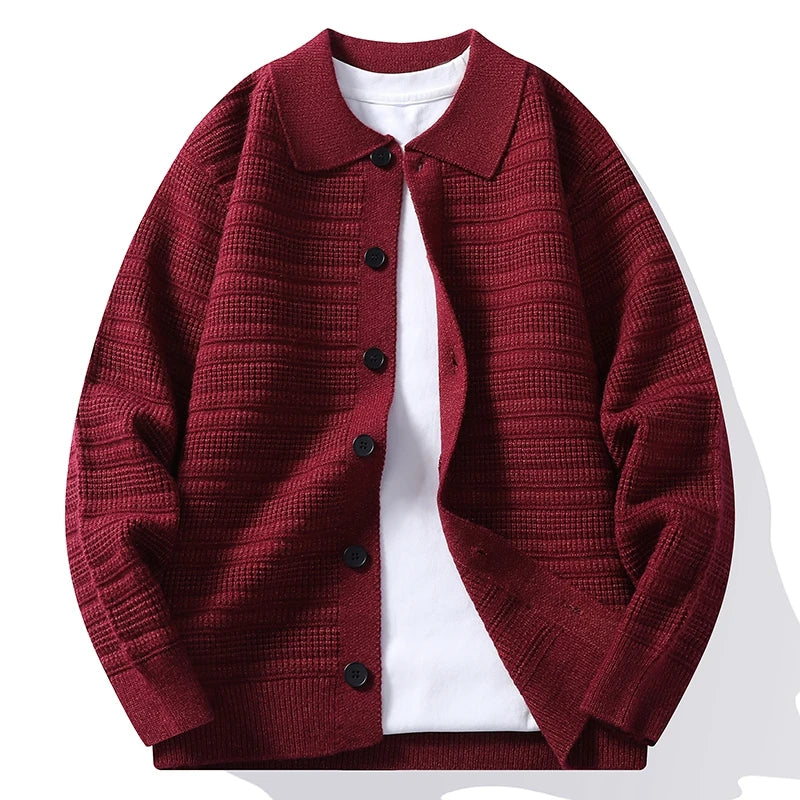 Men's Turn-Down Collar Cardigan Sweater Jacket