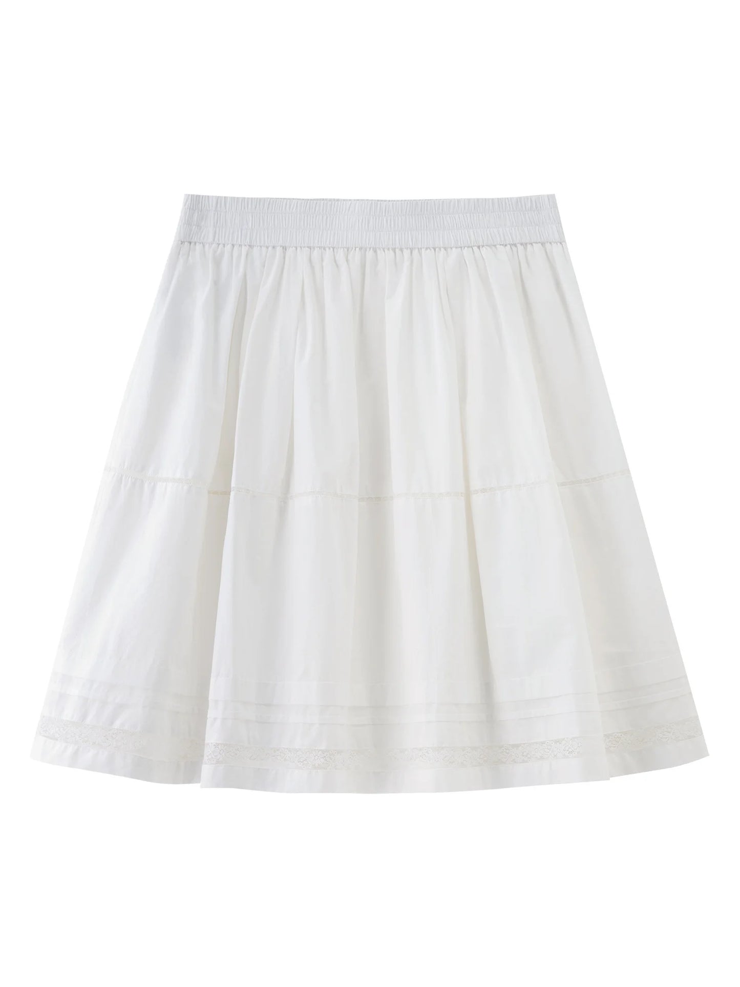 Ballet-Inspired Lace Hem Skirt - Multi-Layered Gathered Skirt