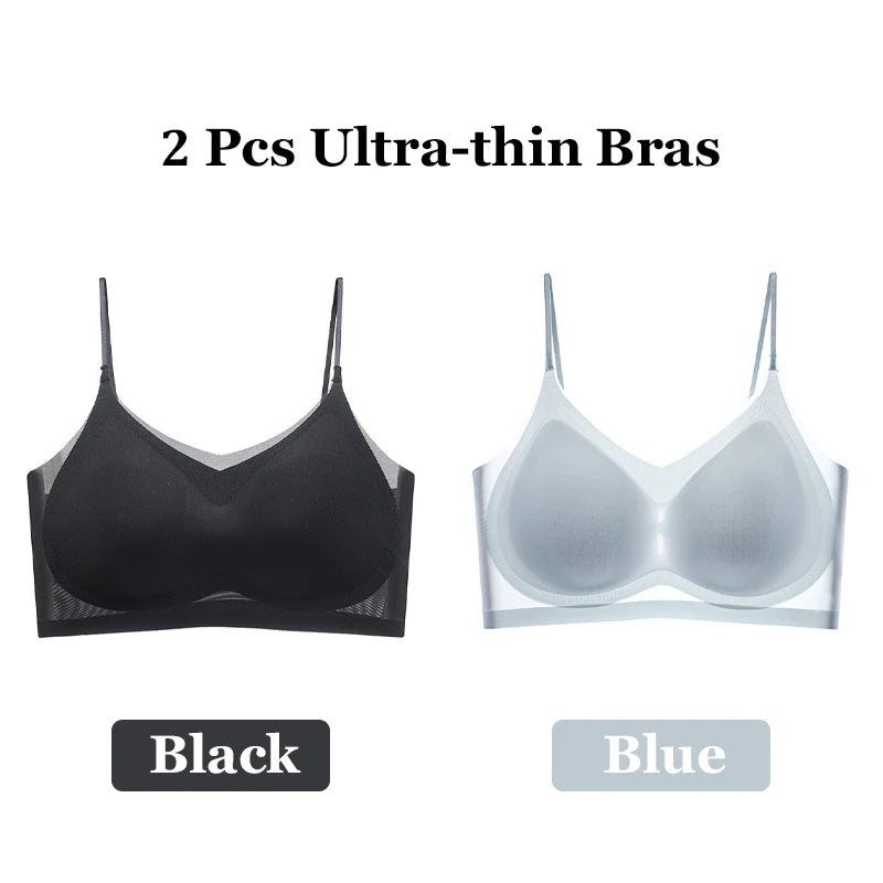 Women's Seamless Wireless Bralette 2-Pack - Ultra-Thin Ice Silk Breathable Vest