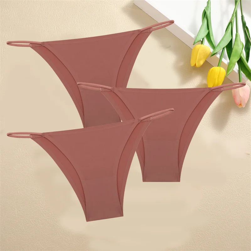 3-Pack Seamless Low Waist Bikini Briefs - Comfortable Stretch Underwear