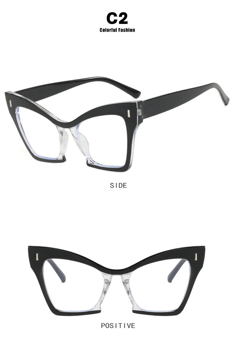 Retro Large Frame Blue Light Blocking Glasses for Women