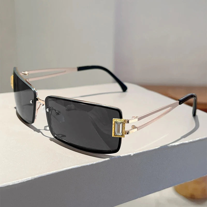 Unisex Rectangle Metal Gradient Sunglasses