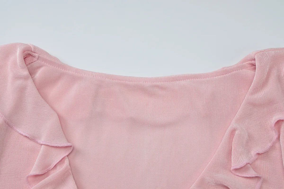 Women's Ruffled Flare Sleeve Cardigan - V Neck Cropped Top