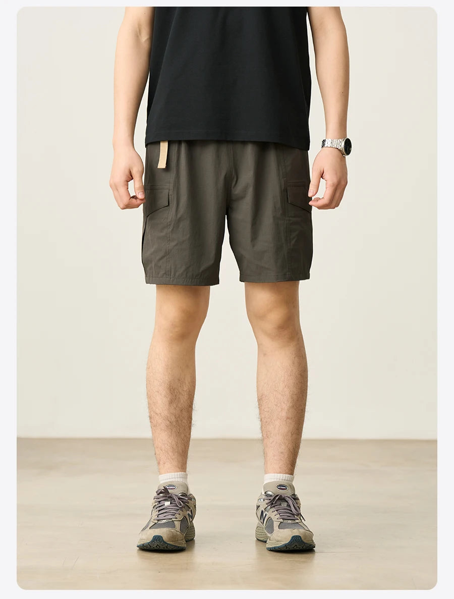 Men's  Summer Oversize 145gsm Elastic Quick Dry Fabric Elastic Waist Cargo  Shorts