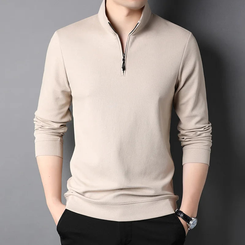Men's  Slim Fit Half Zipper Solid Colour Sweatshirt