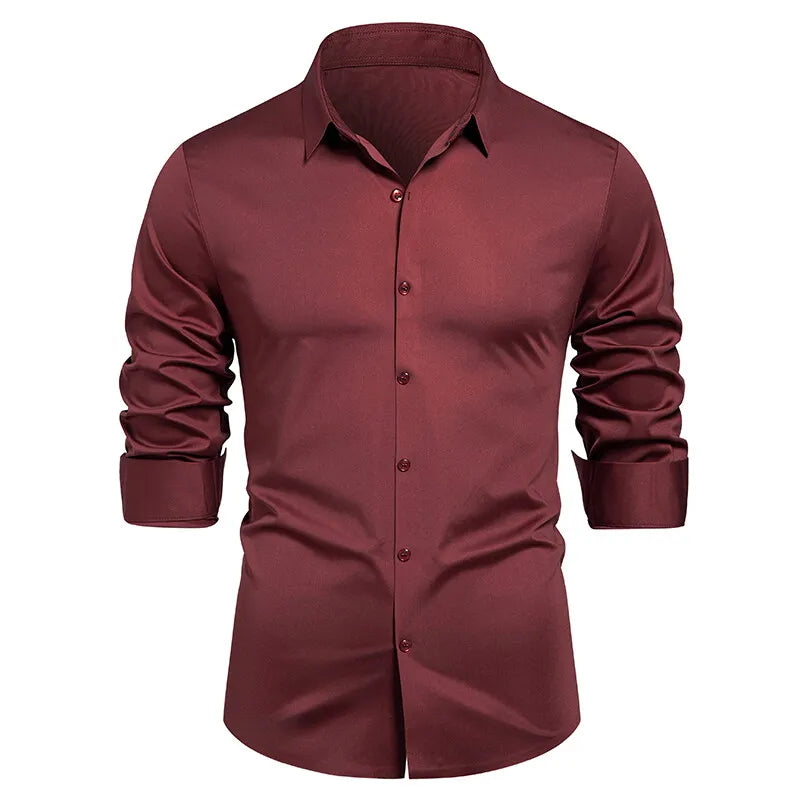 Square Collar Long Sleeve Shirt - Smart Casual Dress Shirt