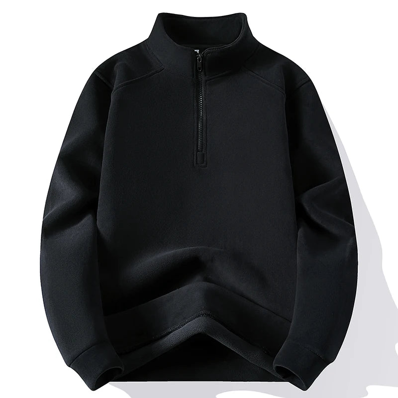 Thick Fleece Stand Collar Half Zipper Sweatshirt