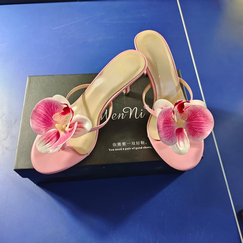 Women's Butterfly Flip Flops - High Heel Beach Sandals