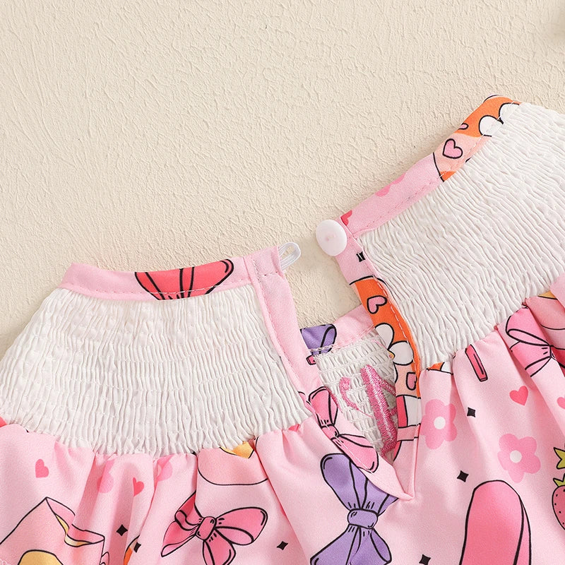 Baby Girls Summer Romper Set - Ruffles Fly Sleeve Letter Embroidery Jumpsuit