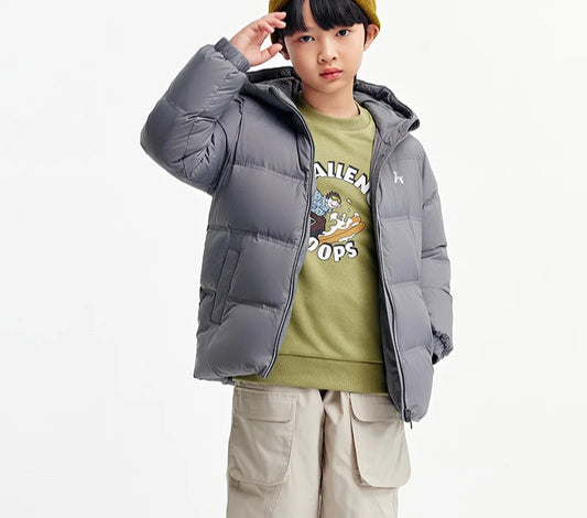 Children's Three-Proof Down Jacket - Hooded Winter Coat with Print