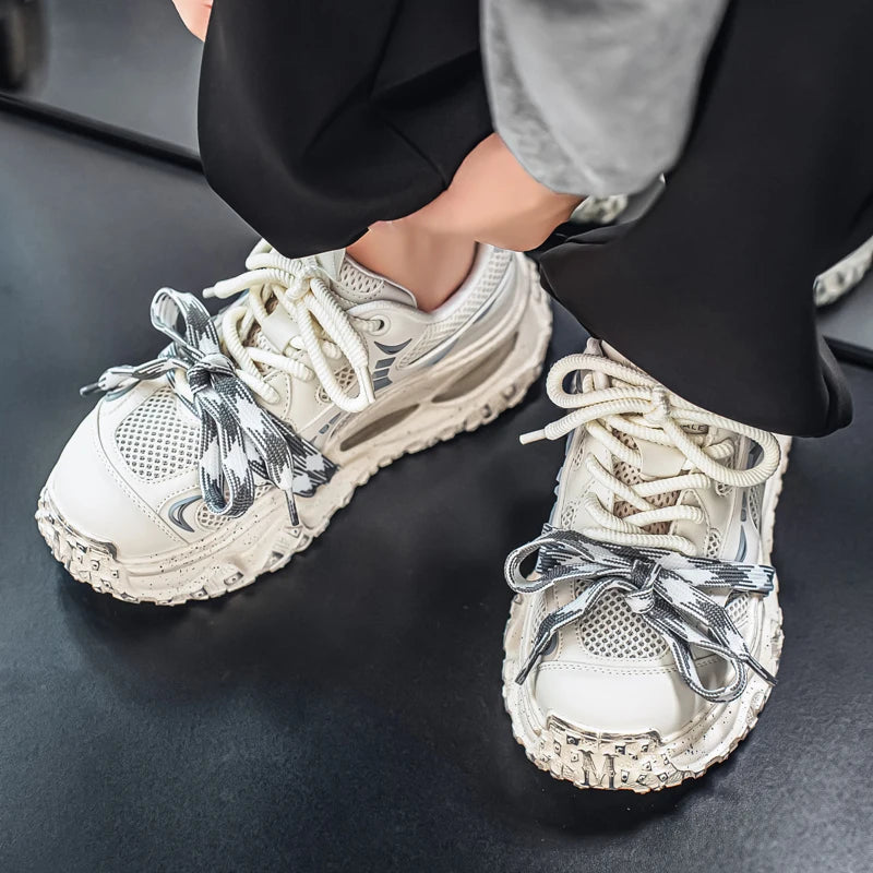 Platform Strap Sneakers - Men's Breathable Skateboard & Tennis Trainers