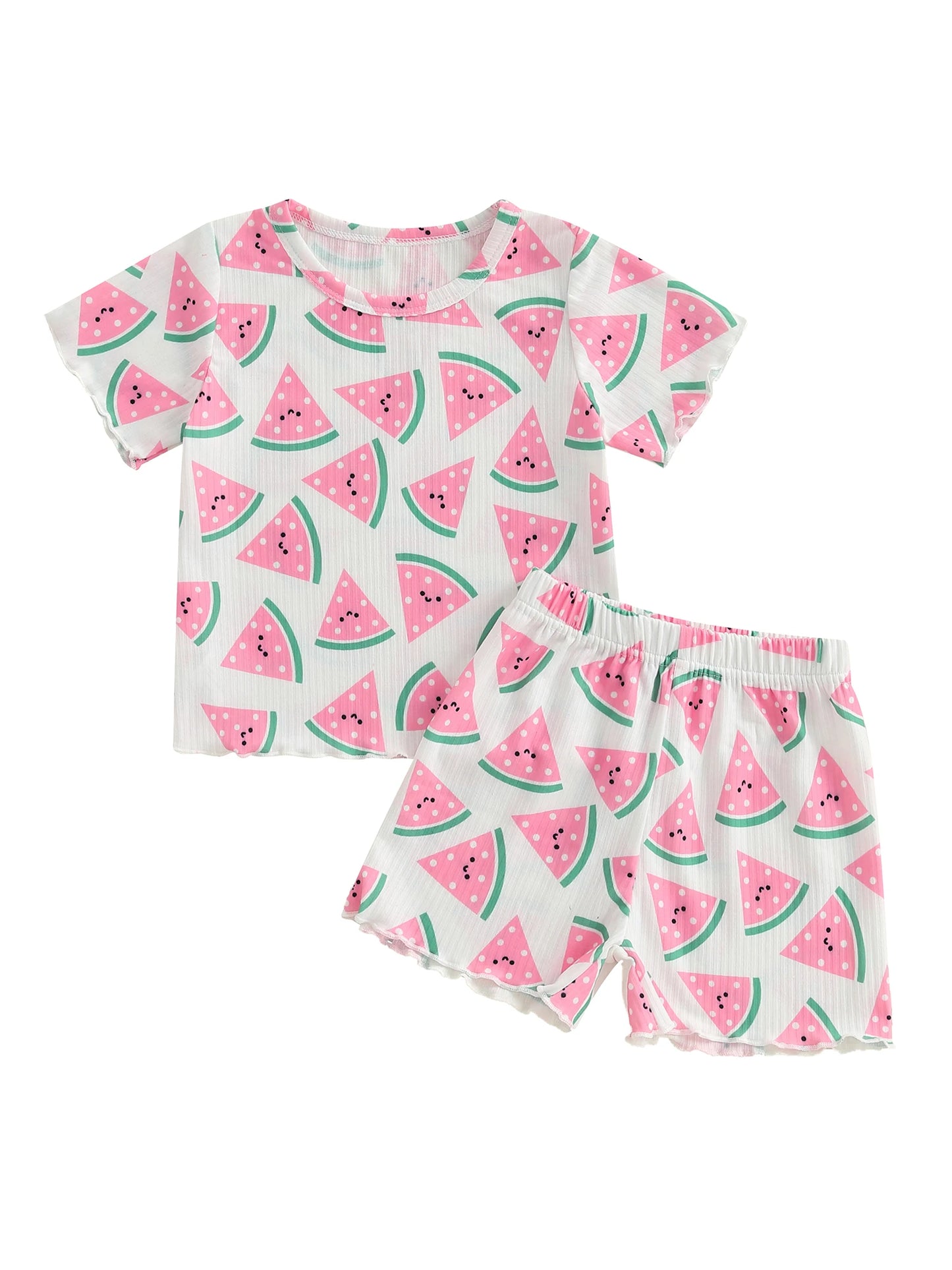 0-4Y Kids Girls Summer Clothes Sets Short Sleeve Watermelon Print T Shirts and Shorts Set