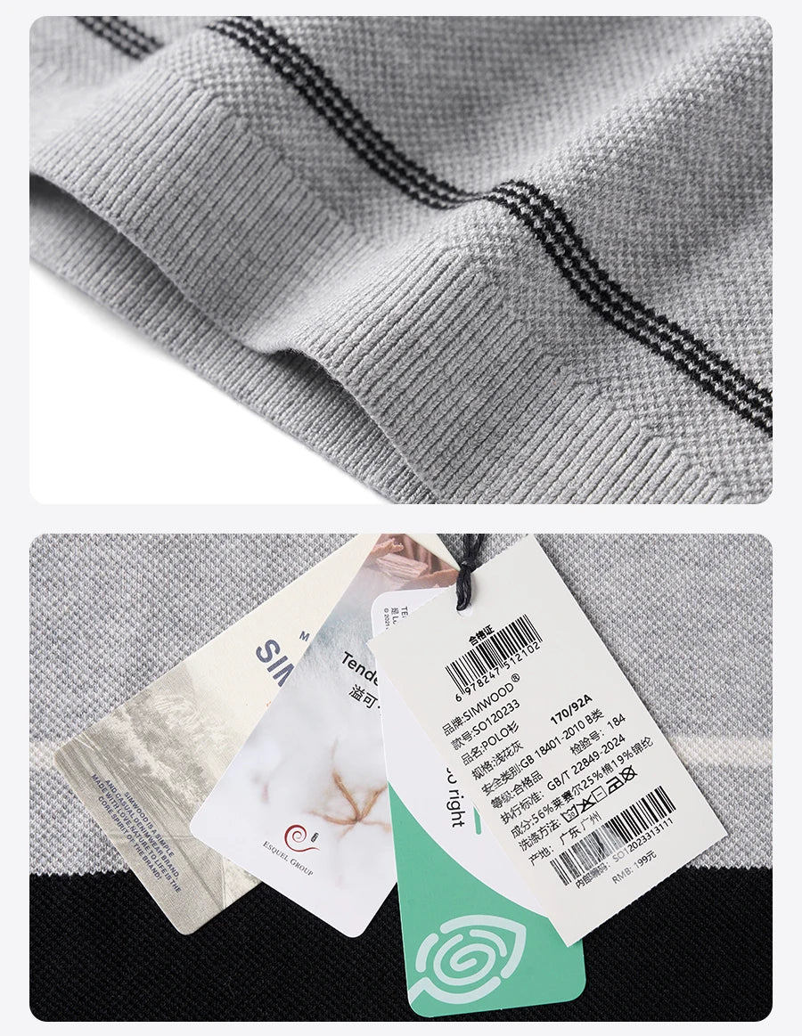 Men's Oversized Soft Knitted Polo Shirt - Striped Design Plus Size