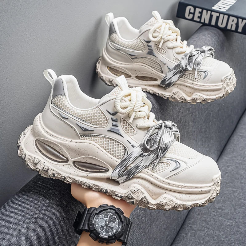 Platform Strap Sneakers - Men's Breathable Skateboard & Tennis Trainers