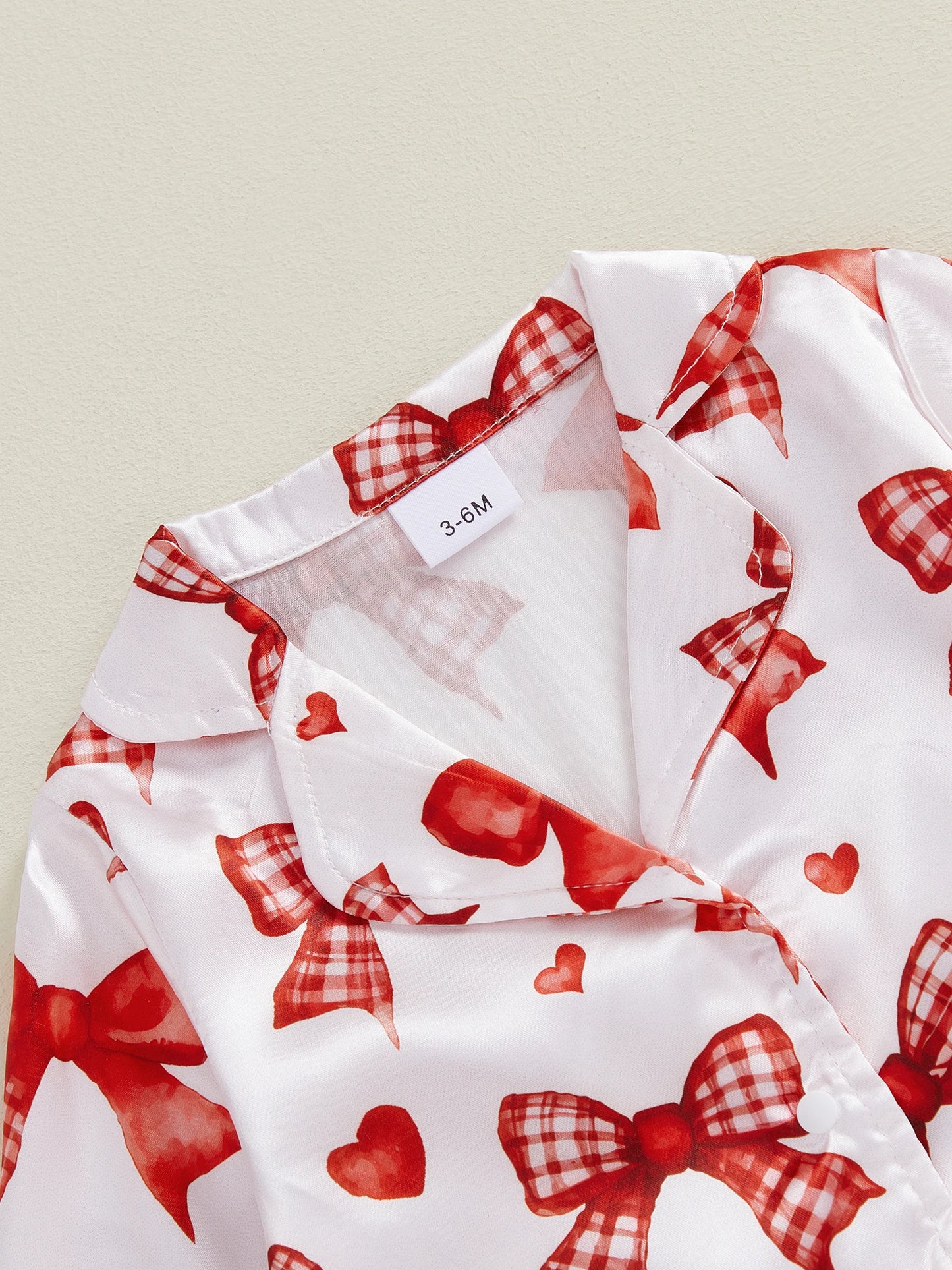 Baby Girls Romper - Heart Print Lapel Collar Jumpsuit with Fur Cuffs